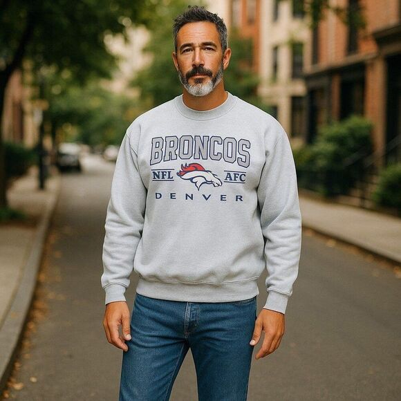 Pro Player Vintage 90s Denver Broncos Made in USA Pullover Sweatshirt Men's XL - Picture 3 of 9